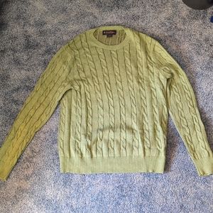 Rusty Green Brooks Brothers cotton cable Knit Sweater, small